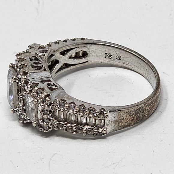 Vintage Sterling Silver Cubic Zirconia Size 10.75 Heavy Ring - Picture 3 of 10